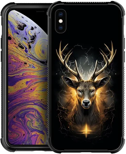 Vista 16 de DJSOK Funda compatible con iPhone 7/8/SE2, funda de ciervo de oro negro para iPhone 7, para niños y niñas, a prueba de golpes, resistente a