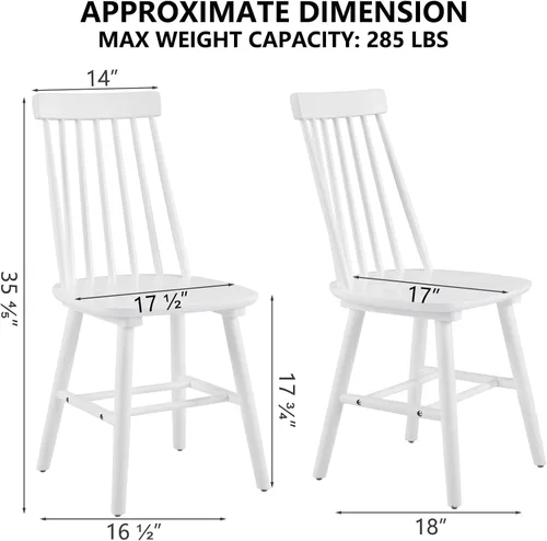 Vista 8 de Windsor - Juego de 2 sillas de comedor, sillas de madera con respaldo de husillo para cocina y comedor, sillas de comedor de madera de campo