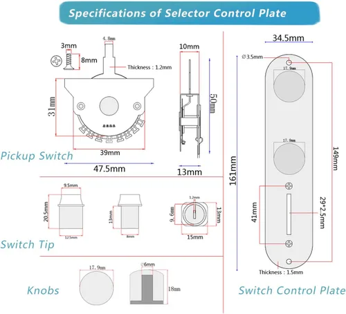 Vista 5 de Combos de sistema de placa de control de guitarra eléctrica precableado, sillines de latón vintage ranurados placa de puente cargada Alnico V Single
