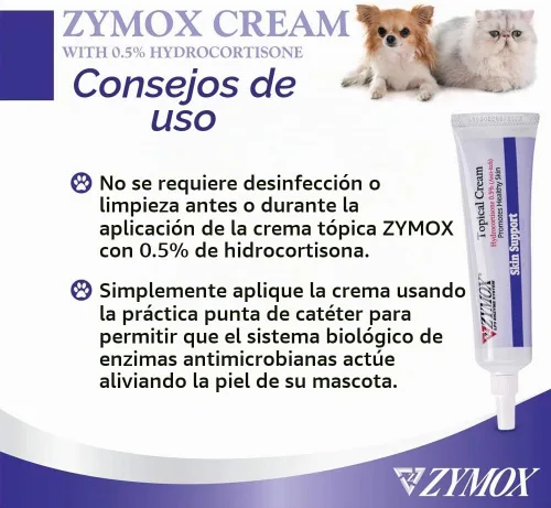 Vista 7 de Zymox Crema tópica con hidrocortisona al 0.5% para perros y gatos, 1oz