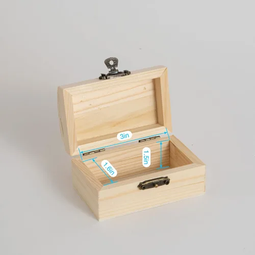Vista 3 de Caja pequeña de madera de 24 piezas, caja del tesoro de madera sin terminar con tapas para manualidades (3.5 x 2.1 x 1.8 pulgadas) (24)