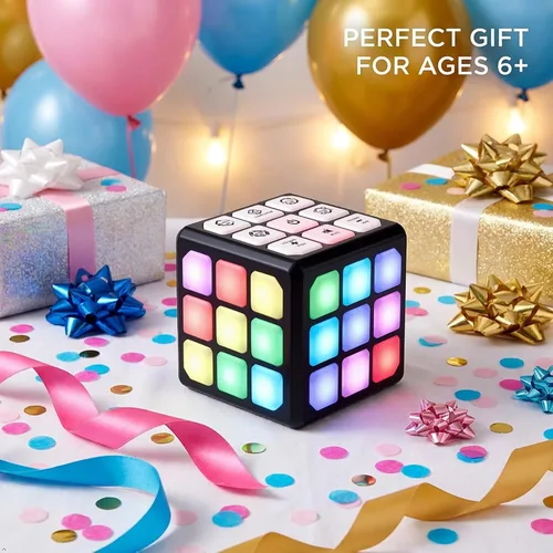 Vista 8 de Winning Fingers Cubo Intermitente Electrónico de Memoria y Juego Cerebral - 4 en 1 Juguetes Portátiles Stem para Niños - Gadgets Geniales