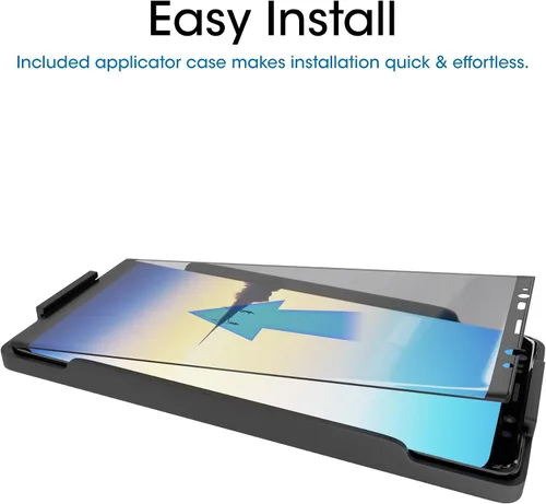 Vista 2 de amFilm Protector de pantalla de vidrio para Samsung Galaxy Note 8, cobertura de pantalla completa, vidrio templado curvado 3D, matriz de puntos