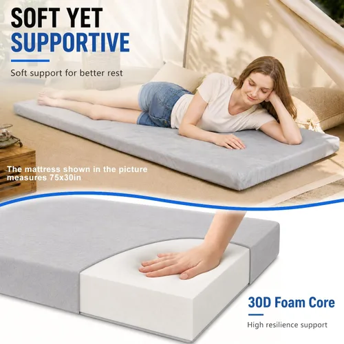 Vista 5 de Colchón de espuma para camping - Tapete enrollable portátil para dormir para coche, tienda de campaña, cuna y suelo - Impermeable, cómodo y compacto