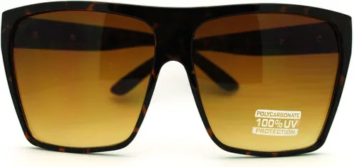 Vista 3 de Gafas de sol planas cuadradas de moda retro de gran tamaño (marrón), Tortuga Marrón, Oro