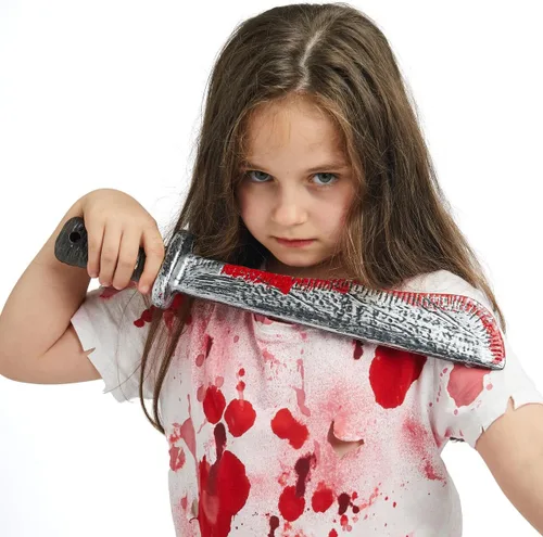 Vista 4 de Spooktacular Creations Accesorio de machete falso de Halloween, cuchillo de machete de plástico, juguete de arma de cuchillo falso para accesorios