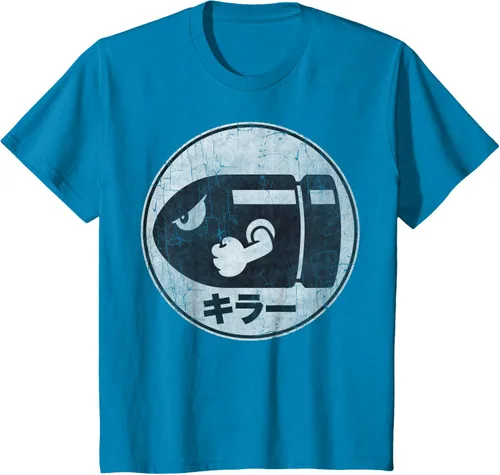 Vista 41 de Super Mario Camiseta con logotipo de Bullet Bill Distressed en Kanji