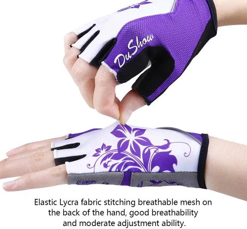 Vista 4 de DuShow Guantes de ciclismo para mujer, guantes de ciclismo acolchados de gel de medio dedo para mujer, ciclismo de montaña, carretera, ciclismo