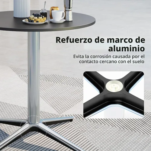 Vista 8 de MFSTUDIO - Mesa redonda de metal para exteriores de 30 pulgadas con base de pedestal