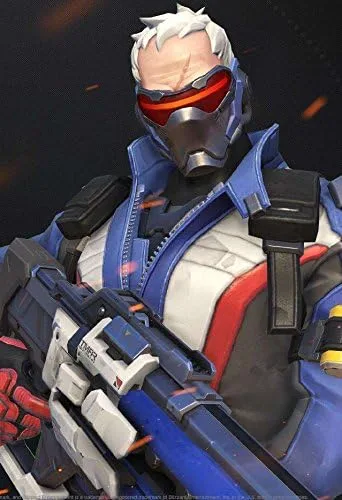 Vista 7 de Rulercosplay Máscara de Halloween para soldado de personajes 76, máscara de luz de ojos