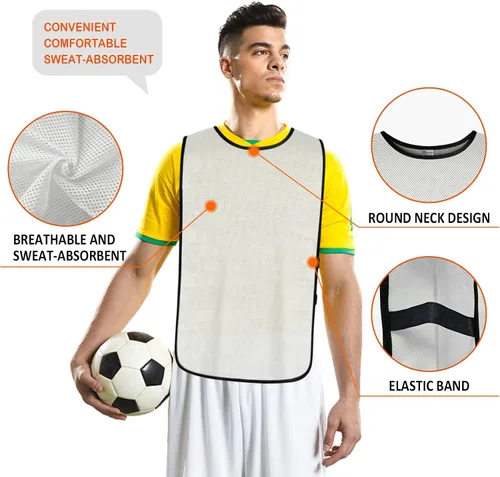 Vista 4 de Chalecos de práctica de equipo de malla para niños, jóvenes, adolescentes y adultos para deportes (12 jerseys)