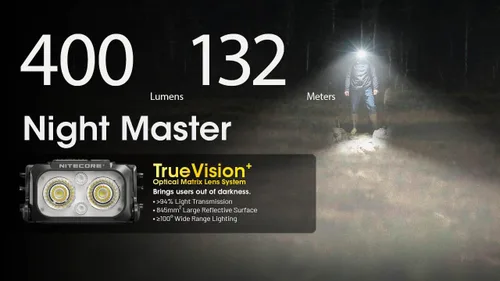 Vista 4 de Nitecore NU25 MCT UL - Linterna frontal ultraligera de 400 lúmenes y banco de energía de 10000 mAh, USB-C recargable para campamento, mochileros