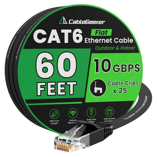 Vista 23 de Cable Ethernet Cat 6 de 10 pies, paquete de 2 unidades, para interiores y exteriores, red de Internet de 10 Gbps de alta velocidad, cable Ethernet