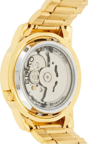 Vista 2 de Seiko 5 reloj automático de oro amarillo tono oro para hombre SNKK38J1
