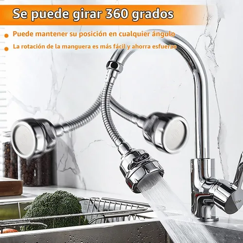 Vista 5 de 3 Piezas de Cabezal de Grifo de Cocina Aireador, Extensión de Grifo Ajustable de 3 Modos Giratoria de 360 Grados Cabezal de Grifo de Cocina