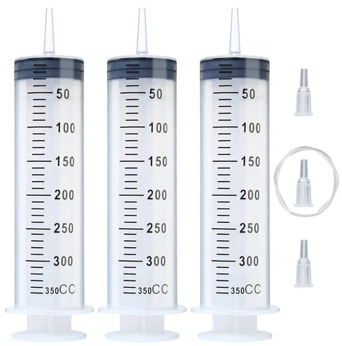 Vista 6 de Paquete de 3 jeringas de 3.4 fl oz con tubo de 55.1 pulgadas para dispensar, medir, científico y rellenado