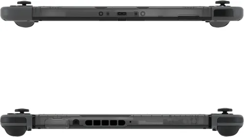 Vista 7 de eXtremeRate Carcasa negra transparente para consola Nintendo Switch, marco frontal de repuesto para consola Nintendo Switch con botones de encendido