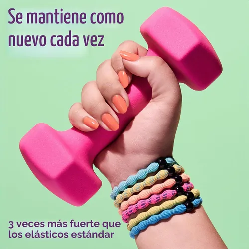 Vista 8 de Goody Ouchless Forever - Bandas elásticas para el cabello, 10 unidades, color negro, bandas sin daños, lazos elásticos 3 veces más fuertes