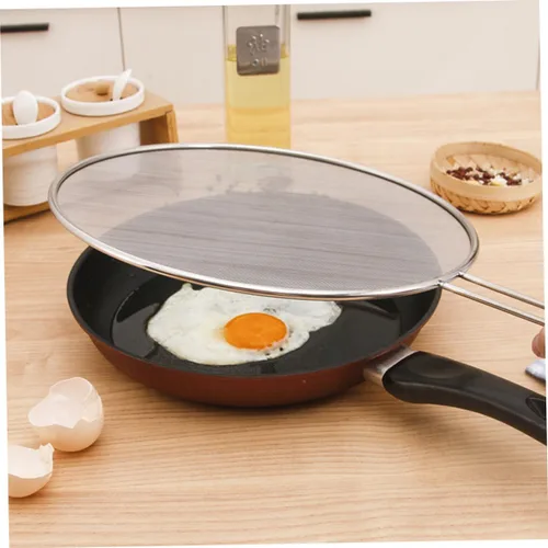 Vista 9 de 3Pcs Stainless Steel Splatter Screen, Fine Mesh Oil Guard, Cooking Cover