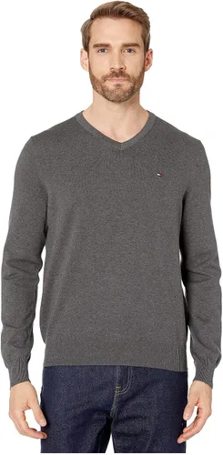 Vista 4 de Tommy Hilfiger Suéter esencial de algodón con cuello en V para hombre