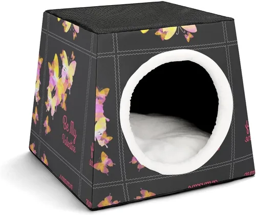 Vista 15 de Cama interior para gatos, sofá para gatos, cubo de gato impreso con almohada pequeña para gatitos, perros pequeños, bloques