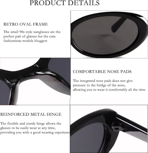 Vista 4 de SDINM Tiny Small Retro Oval Sunglasses for Women Vintage 90s Sun Glasses Shades