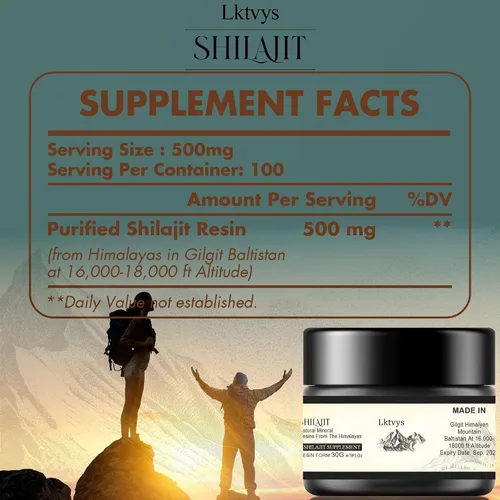 Vista 5 de Resina Shilajit de las montañas del Himalaya: 500 mg por porción, frasco de 1.06 oz, ácido fúlvico y más de 80 minerales naturales, suplemento