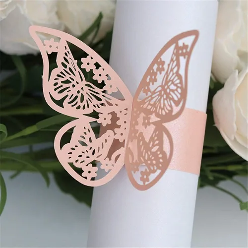 Vista 10 de 100 servilleteros, servilleteros de papel de mariposa 3D para lugares, recepciones de boda, cenas o fiestas de vacaciones, reuniones familiares