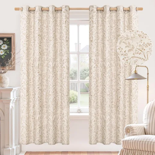 Vista 23 de BGment Cortinas de lino beige para dormitorio de 63 pulgadas de largo, cortinas de ventana con ojales y ojales para ventana de sala de estar, 2