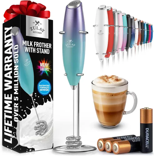 Vista 110 de Zulay Milk Boss Espumador de leche potente manual, hace espuma para latte, batidor para mezclar bebidas, café, miniespumador para capuchino, frappé