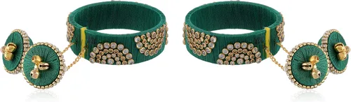 Vista 3 de AakarShana Jewels - Brazaletes de hilo de seda fabricados exclusivamente en la India, hechos a mano, coloridos, vibrantes, hermosos, usados en todas