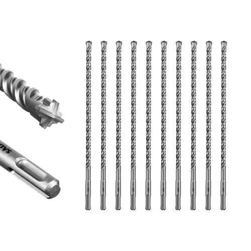 Vista 14 de SALI 10 brocas de martillo giratorio SDS Plus de 1/2 x 6 pulgadas, kit de broca para hormigón, material de carburo de doble rosca de tipo cruzado