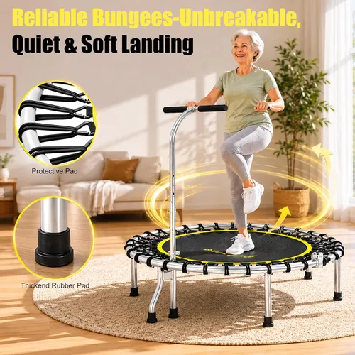 Vista 3 de SkyBound Mini Rebounder Trampoline for Adults Foldable Fitness Rebounder with Adjustable T-Bar Handle - 40" Exercise Trampoline for Kids & Adults