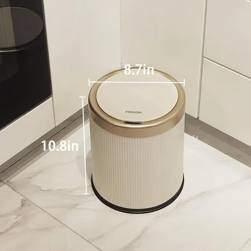 Vista 6 de URALFA Cubo de basura automático con sensor de movimiento para baño con tapa, cubo de basura sin contacto, cubo de basura inteligente a prueba