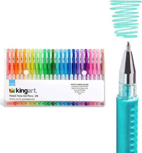 Vista 10 de KINGART Studio - Juego de 24 bolígrafos de gel de tono verde – Agarre suave y cómodo – Punta redonda suave para detalles precisos – 24 tonos verdes