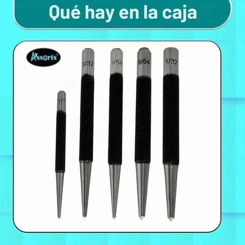 Vista 7 de Juego de 5 punzones centrales de cabeza redonda para metal y carpintería - Herramientas manuales de alta calidad