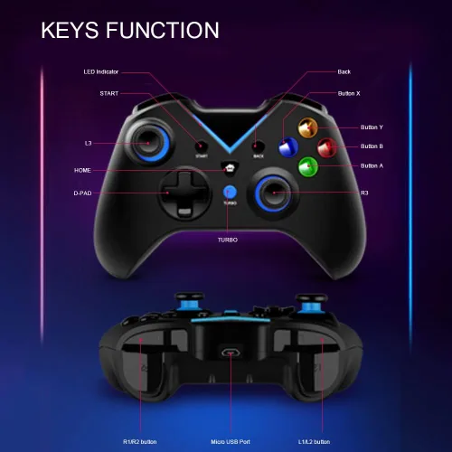 Vista 5 de Control inalámbrico para Xbox One, doble vibración incorporada de 2.4 HZ Gamepad compatible con Xbox OneOne SOne XSeries SSeries XPS3Windows 10
