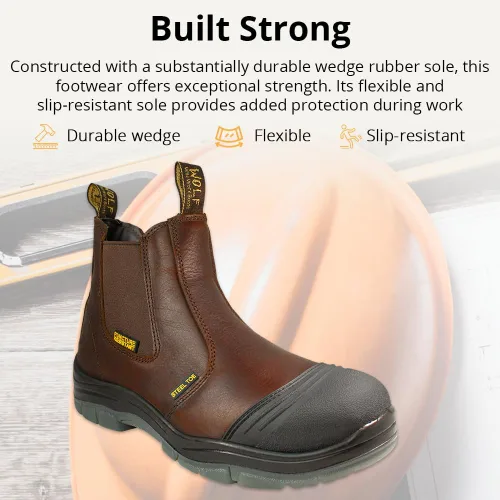 Vista 9 de WOLF Work Boot 100% Genuine Upper Leather Oil, Slip, Impact, Puncture Resistant Electrical Hazards Non-Slip Rubber Sole Puntera de acero