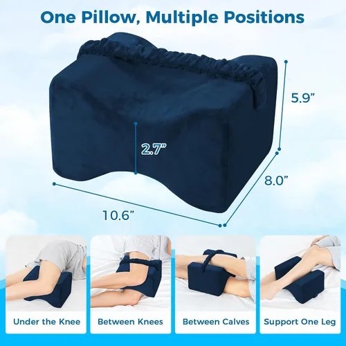 Vista 5 de Almohada de rodilla para dormir de lado, almohada de espuma viscoelástica con correa para dormir de lado, almohada de elevación de apoyo entre