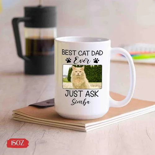 Vista 4 de Taza de café personalizada con foto de gato, taza de café para amantes de los gatos con nombre, con texto en inglés "It's Too Peopley Outside Cat