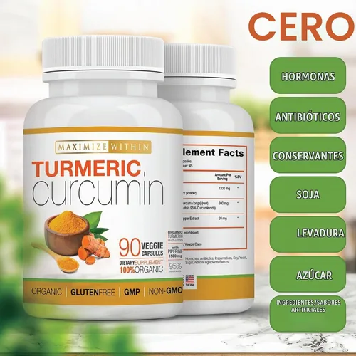 Vista 8 de Curcumina de cúrcuma con piperina 1500 mg, 90