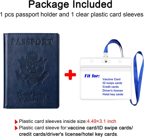 Vista 2 de TIGARI Fundas para pasaporte para pasaporte, fundas para pasaporte y vacuna, tarjetas combinadas, estuche ultra delgado para pasaporte para mujeres