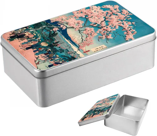 Vista 51 de Caja de lata de metal con tapa, contenedor de almacenamiento rectangular vacío de hojalata, estuche de lata portátil ligero para manualidades