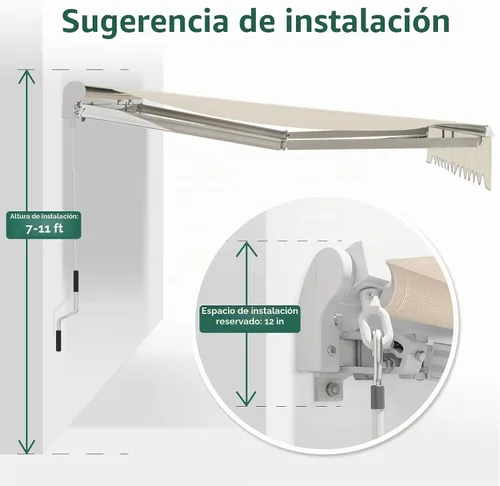 Vista 5 de MCombo Toldo retráctil manual de 8 x 7 pies para patio (beige)