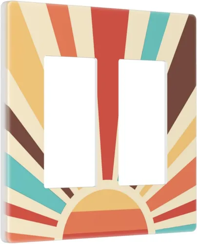 Vista 116 de Placa de pared abstracta con diseño de amanecer retro, arco iris, puesta de sol, sin dispositivo, placa de pared decorativa en blanco, placa frontal