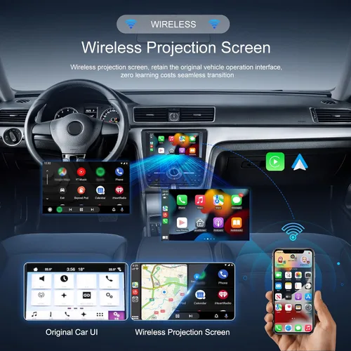 Vista 8 de CAMECHO Adaptador inalámbrico 2 en 1 para automóvil CarPlay Android Auto, adaptador inalámbrico Apple Car Play Android Auto, adaptador CarPlay