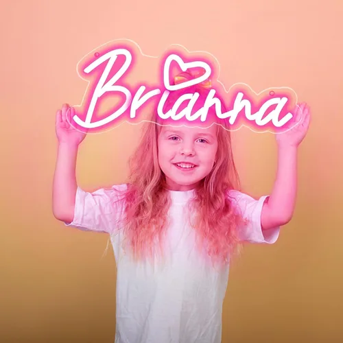 Vista 2 de Letrero de neón con el nombre Brianna para decoración de pared, luz de neón LED con el nombre Brianna para dormitorio de niños, decoración de fiesta