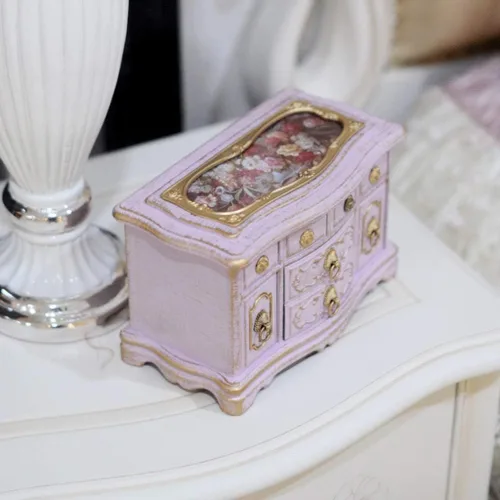 Vista 4 de NENYAO Joyero organizador retro de 3 capas de joyería, caja organizadora de joyas de música con estuche de joyería de bailarina para mujeres