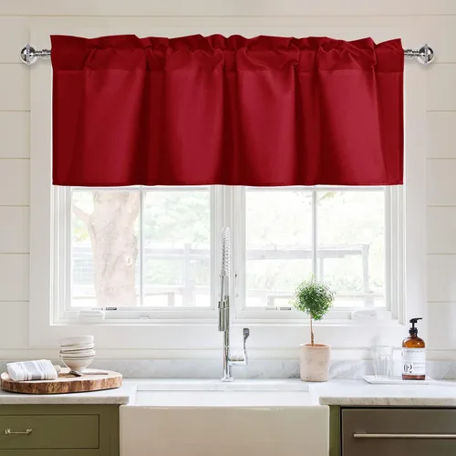 Vista 41 de XWZO Cortinas de cenefas de cocina para ventanas, sala de estar, dormitorio, baño, cubiertas superiores, estilo granja rústico, comedor, aislamiento