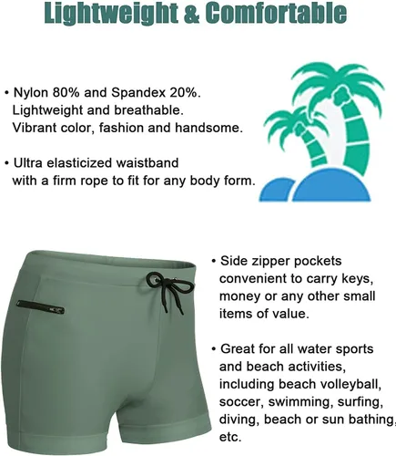Vista 4 de COOFANDY Traje de baño para hombre con bolsillos con cremallera